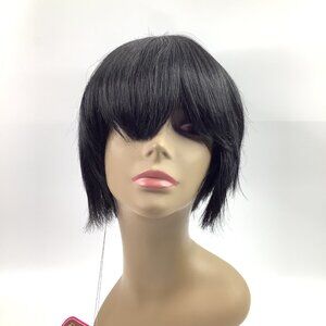 New Born Free REMI Wig 100% Human Hair Short Bob Bangs Color 1